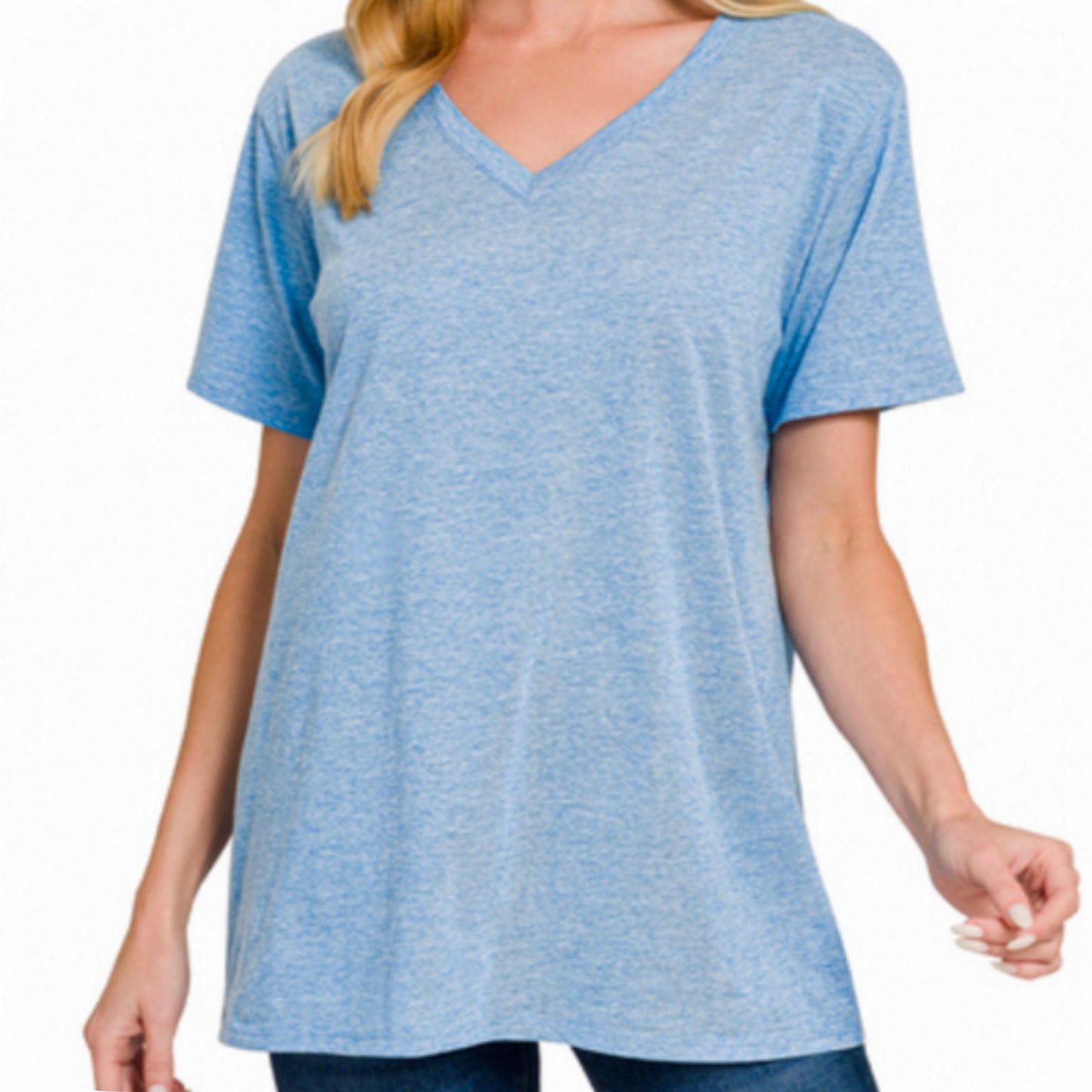 Zenana Casually Classic V Neck Tunic Tops