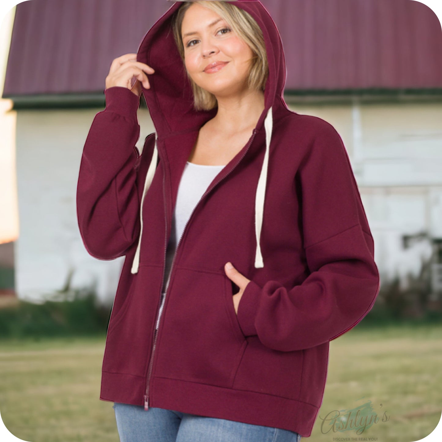 Always More to Love Zenana Zip Up Hoodie-Hooded Sweatshirt-Plus Size Jacket