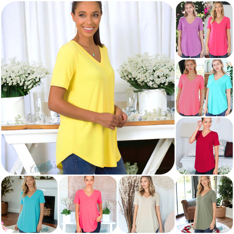 Your New Favorite! Zenana Classic Basics V Neck Tops