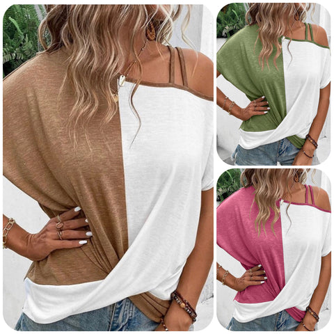 Ashlyn’s Sexy Me Off Shoulder Color Block Front Twist Top-Tunic Top- 3 Choices