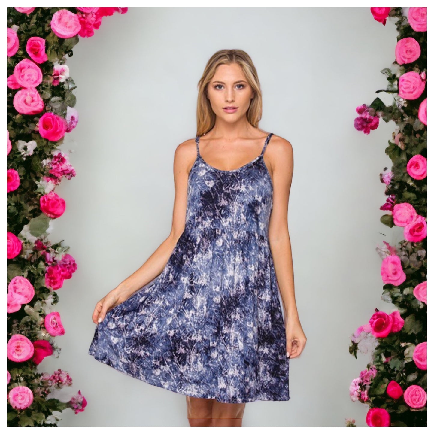 Closeout-Ashlyn’s Darling Blue Tiedye Open Back Dress-Swimsuit Cover