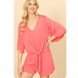 Ashlyn’s Classy and Sassy V Neck Bell Sleeve Romper