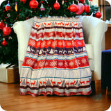 Cozy for the Holidays Vibrant Color Mix Reindeer Blanket-Christmas Throw