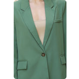 Classy Olive Button Up Detail Blazer-Jacket