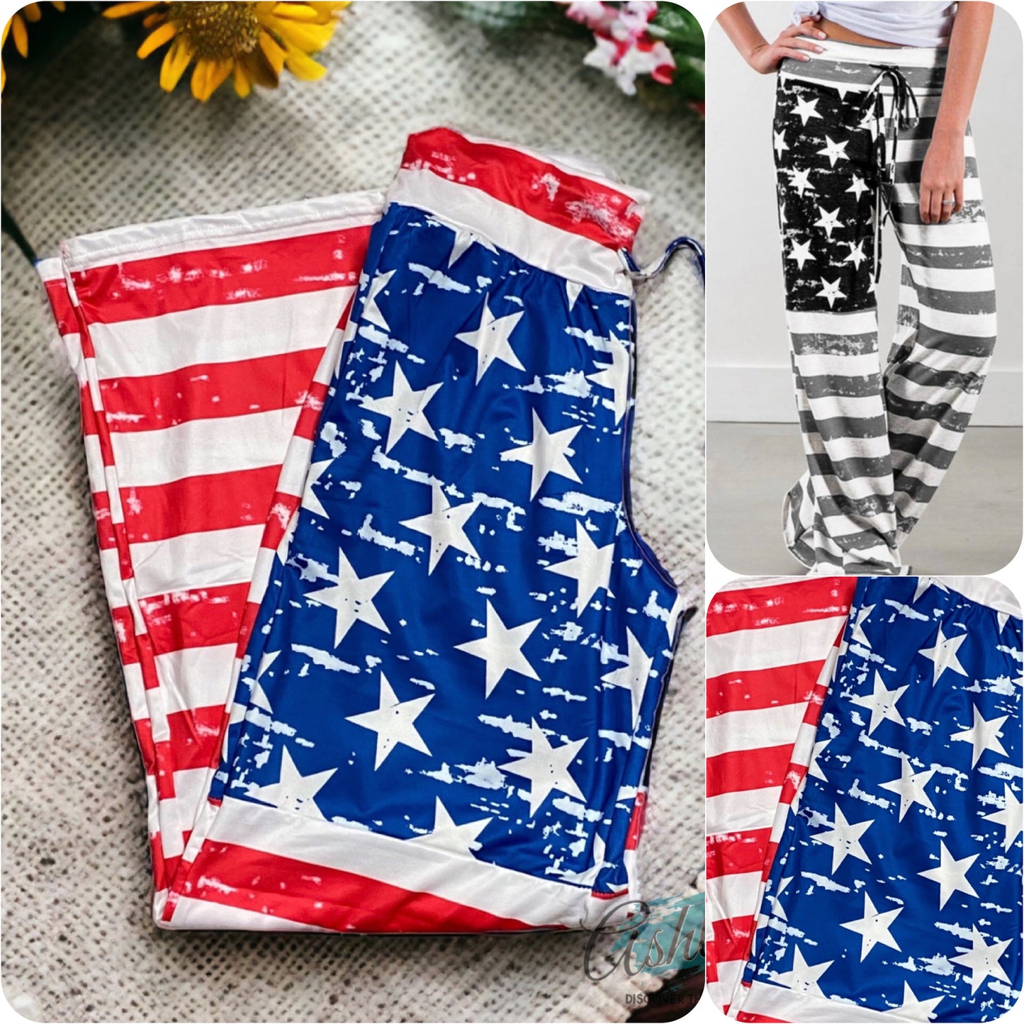 Oh Yes Baby! American Flag Slouchy Lounge Pants-Red/Blue