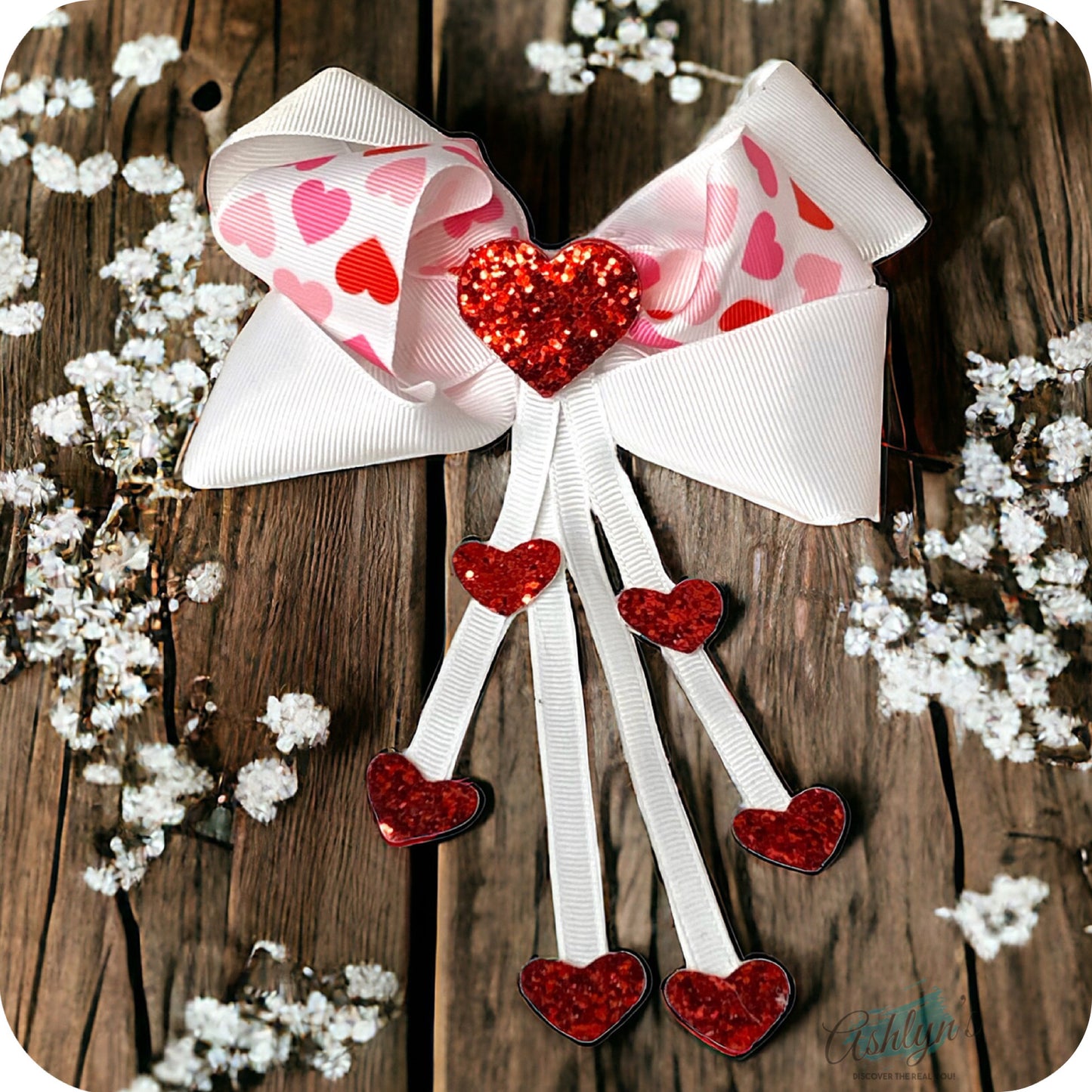 Adorable Zoey Glitter Heart Detail Hair Bows-Clips