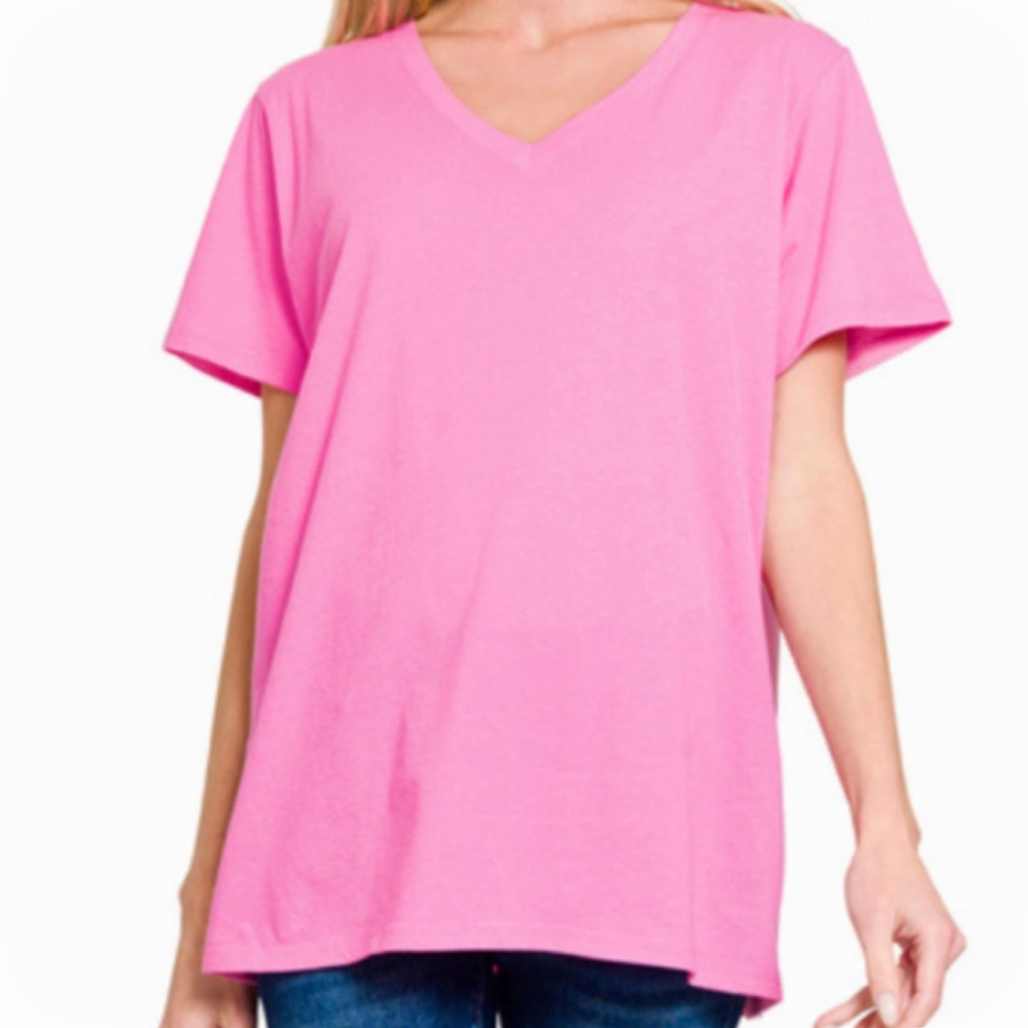 Zenana Casually Classic V Neck Tunic Tops