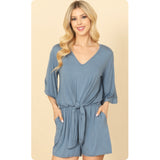 Ashlyn’s Classy and Sassy V Neck Bell Sleeve Romper