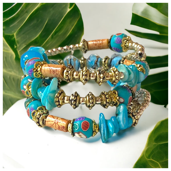 Ashlyn’s Turquoise Gold Coil Bracelet