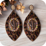 Ashlyn’s Stunning Cactus Stamped Brown Leopard Earrings