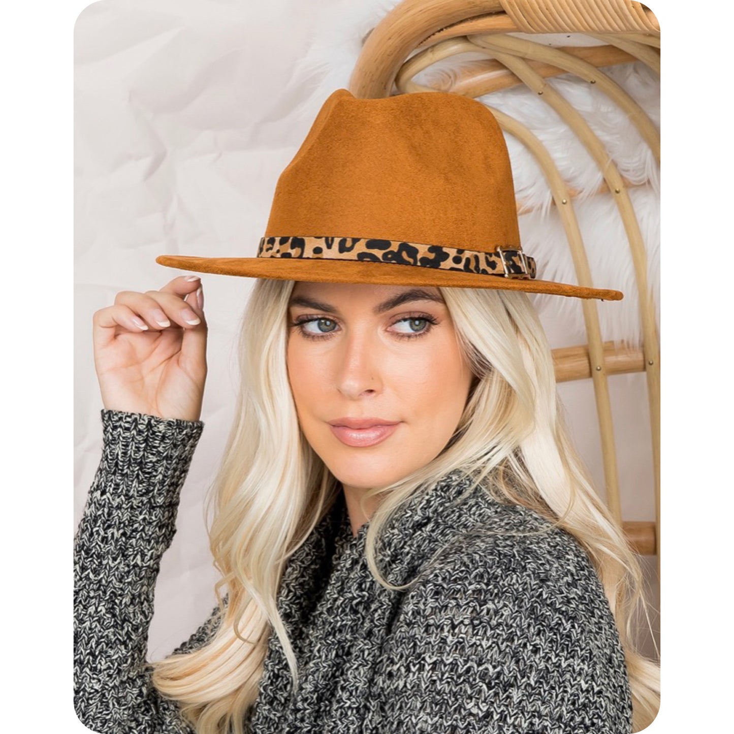 Classy and Sassy Leopard Belt Accent Fedora-Wide Brim-Hat