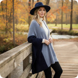 Casually Classy Fuzzy Navy Gray Cardigan Kimono