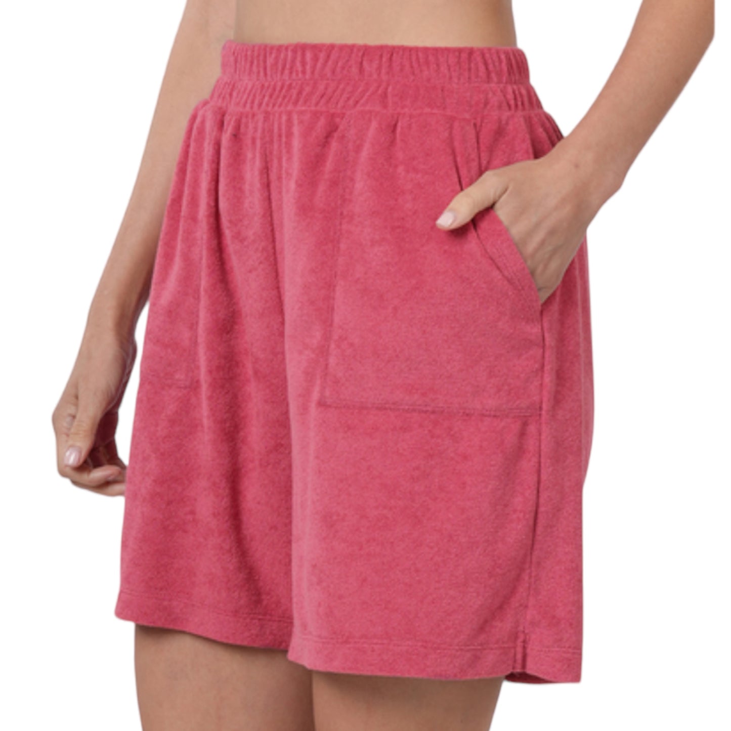 Zenana Cozy Comfy Terry Shorts with Pockets
