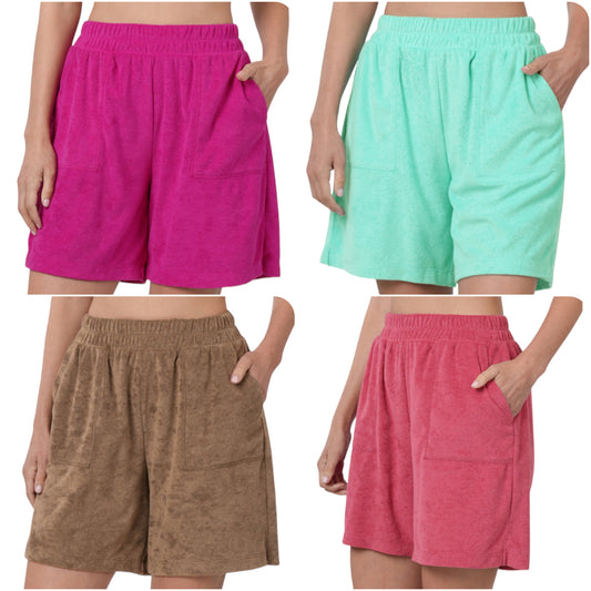Zenana Cozy Comfy Terry Shorts with Pockets