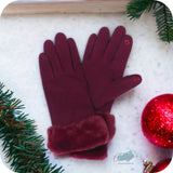 Cozy Me! Faux Fur Trim Text Friendly Gloves-Hand Warmers