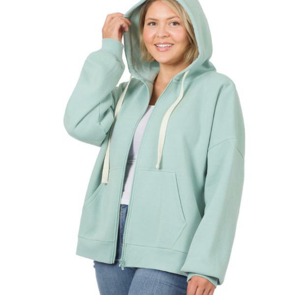 Always More to Love Zenana Zip Up Hoodie-Hooded Sweatshirt-Plus Size Jacket