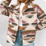 Hello Beautiful! Lori B Women’s Beige Rose Aztec Jacket-Tribal Shacket