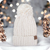 Adorable Adult Chenille Puff Pom CC Beanie-Winter Hat