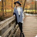 Casually Classy Fuzzy Navy Gray Cardigan Kimono