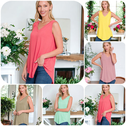 Zenana Luxe Rayon Sleeveless Tunic Top