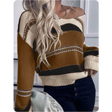 Ashlyn’s V Neck Brown Black ColorBlock Sweater-Oversized Sweater