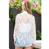 Classy and Sassy Off White Button Down Lace Top