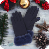Cozy Me! Faux Fur Trim Text Friendly Gloves-Hand Warmers