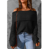 Classy and Sassy Off Shoulder Black Sweater