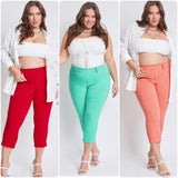 Hello Beautiful~PLUS SIZE Hyperstretch Pop of Color Capris