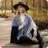 Casually Classy Fuzzy Navy Gray Cardigan Kimono
