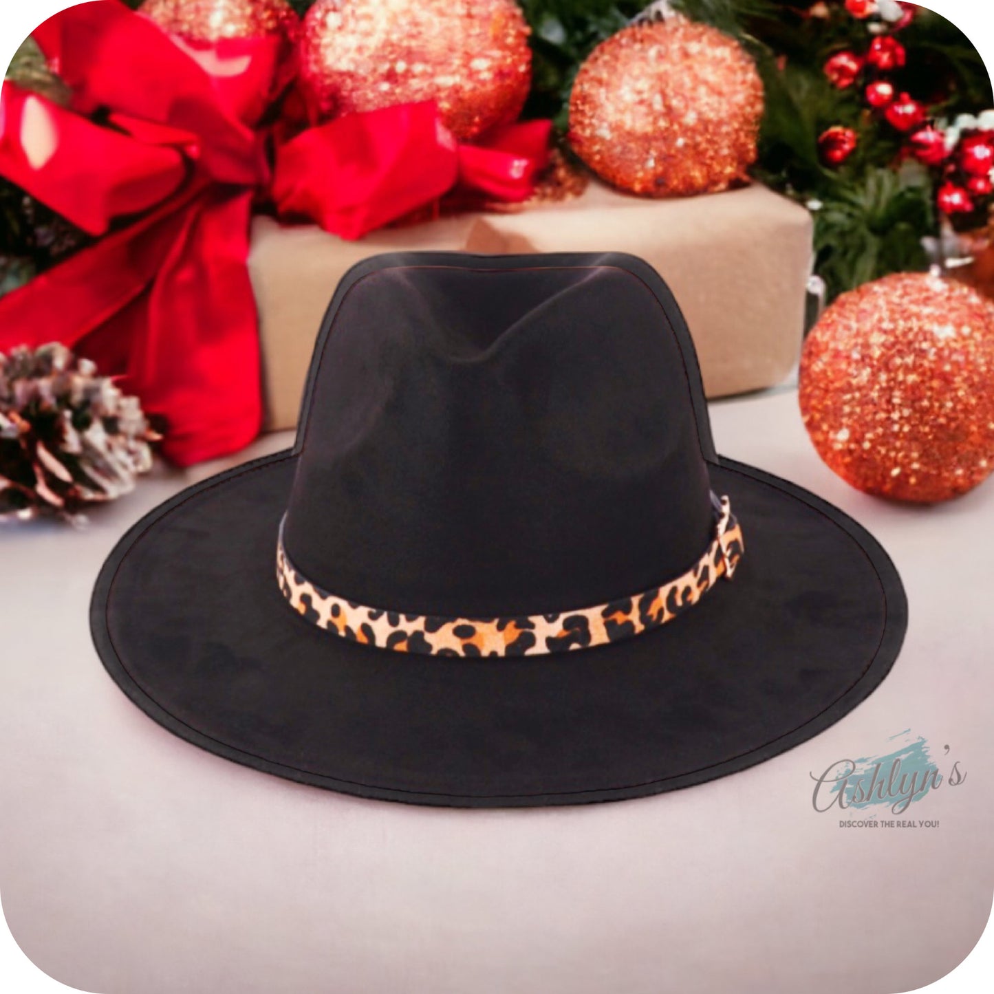 Classy and Sassy Leopard Belt Accent Fedora-Wide Brim-Hat