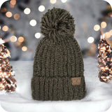 Adorable Adult Chenille Puff Pom CC Beanie-Winter Hat