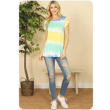 Ashlyn’s Vibrant Aqua Yellow Tie Dye Tunic Top