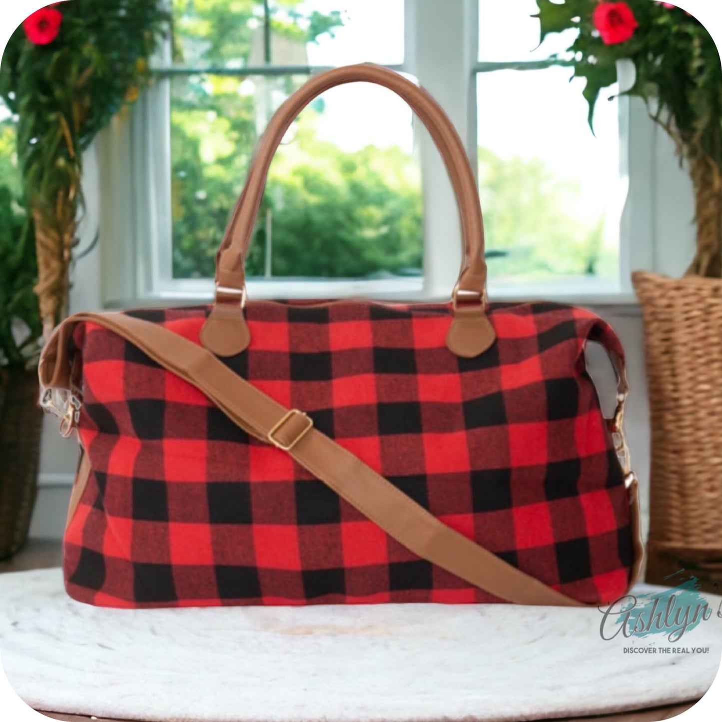 SPECIAL-Gotta Get It! Red Black Buffalo Plaid XL Weekender Bag-Tote Bag-Purse