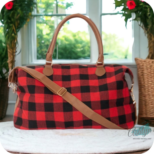 SPECIAL-Gotta Get It! Red Black Buffalo Plaid XL Weekender Bag-Tote Bag-Purse