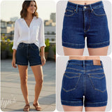 JUDY BLUE High Waist Tummy Control Dark Denim Shorts