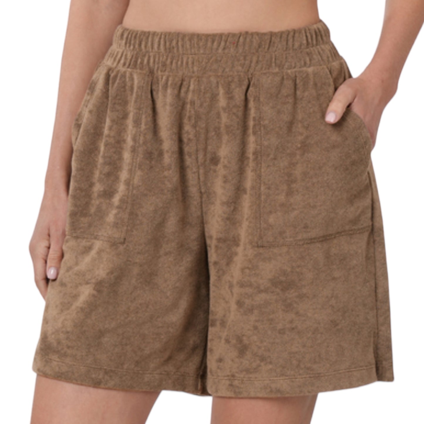 Zenana Cozy Comfy Terry Shorts with Pockets