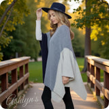 Casually Classy Fuzzy Navy Gray Cardigan Kimono