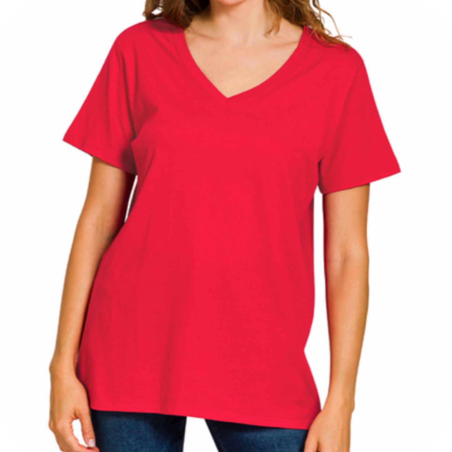 Zenana Casually Classic V Neck Tunic Tops