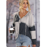 Adorable Me-Gray Charcoal Color Block Hooded Henley-Hoodie-Top