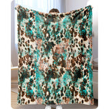 Snuggle Time Turquoise Brown Western Genre Fleece Blanket-Throw