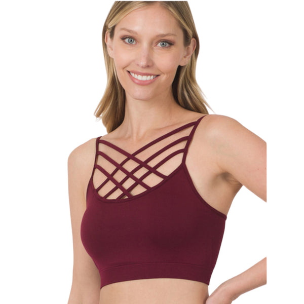 Zenana Triple Criss Cross Front Bralette Bra