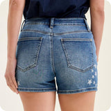 JUDY BLUE American Pride HW Silver Star Splatter Blue Denim Shorts