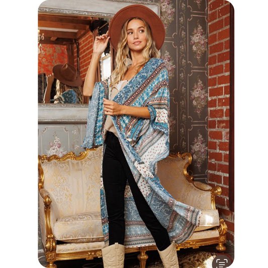 Ashlyn’s Get it Girl Paisley Floral Mix Duster-Kimono-Cardigan-Western Wear