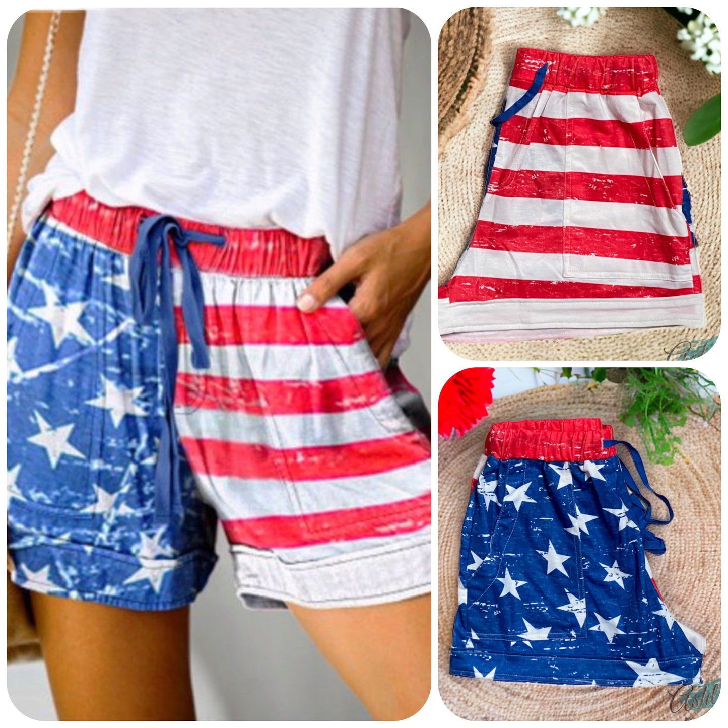 Special~American Pride Crazy Cozy American Flag Shorts