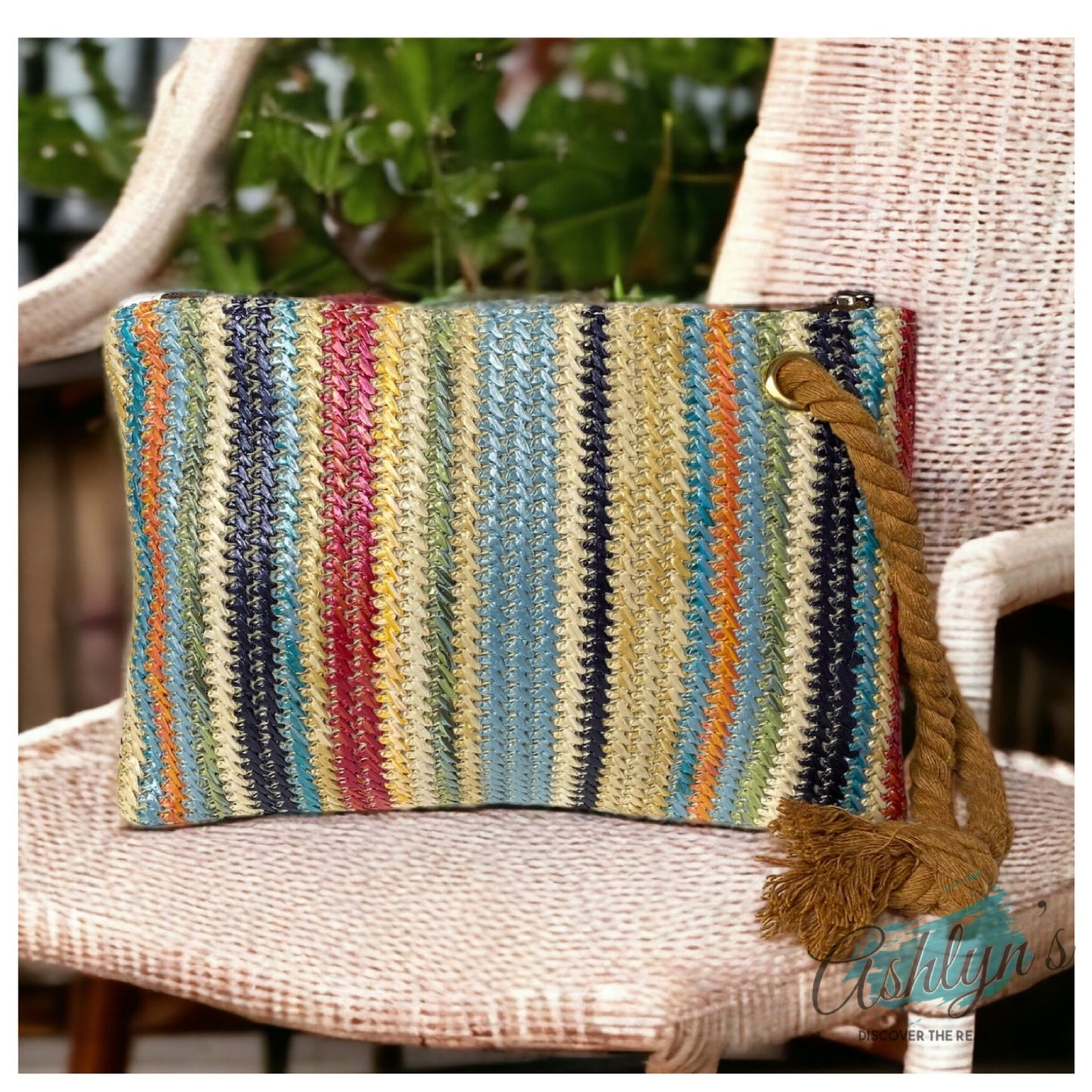 Ashlyn’s Boho Striped Straw Clutch-Purse