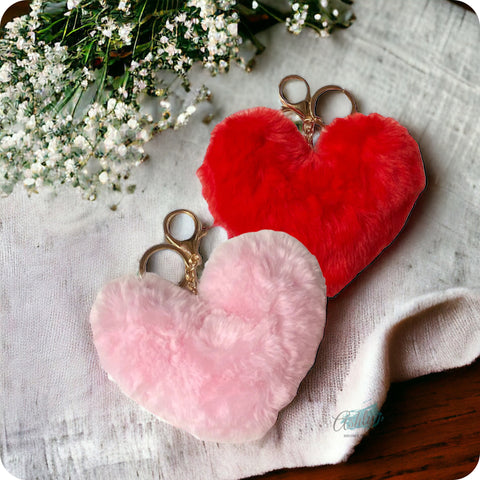 Adorable Huge XL Fluffy Fluff Heart Keychains-Purse Charms