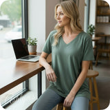 Zenana Casually Classic V Neck Tunic Tops