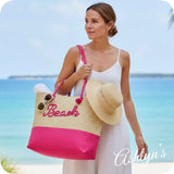 Summer Time Fun-XXL Pink Beach Verbiage Crochet Tote Bag-Purse