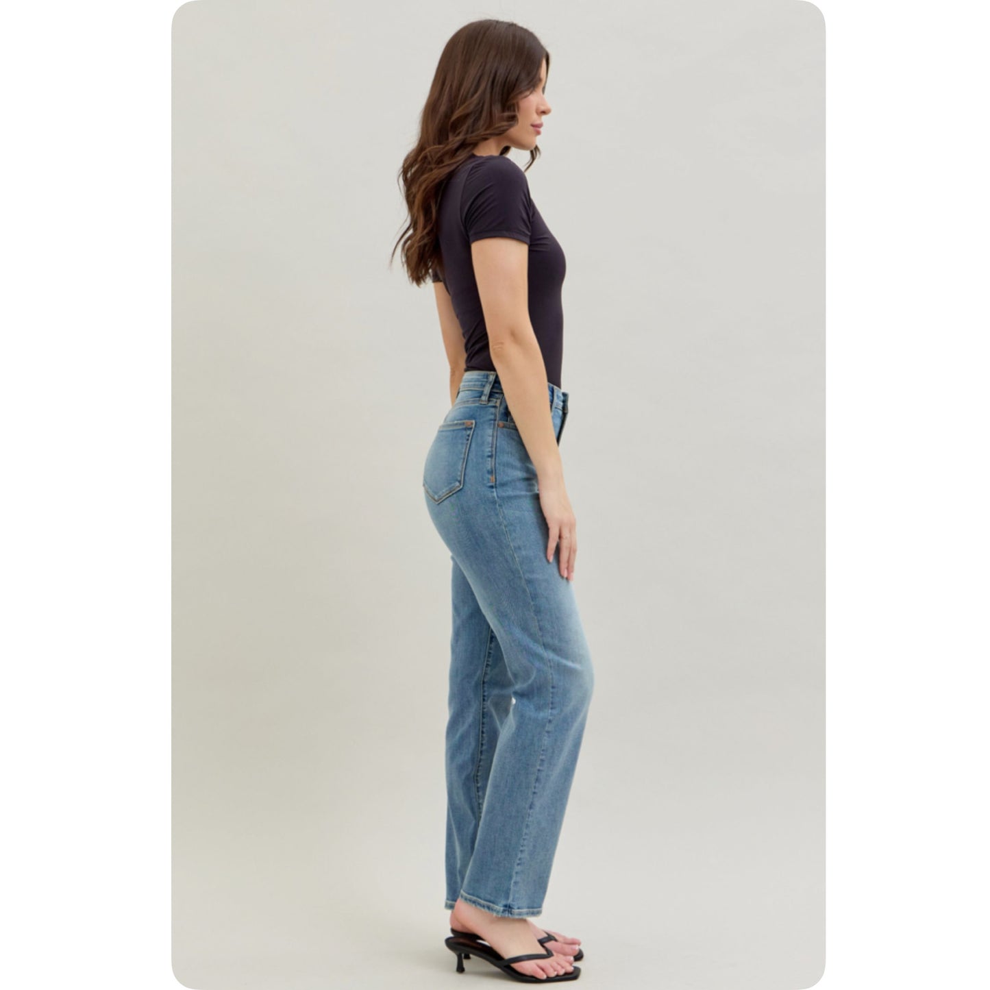 JUDY BLUE High Waist Classic Straight Leg Jeans-Stretchy Comfort